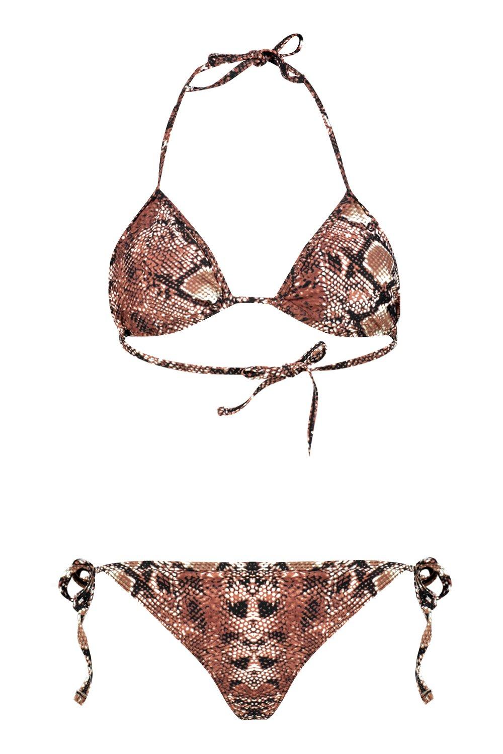 snake print triangle bikini