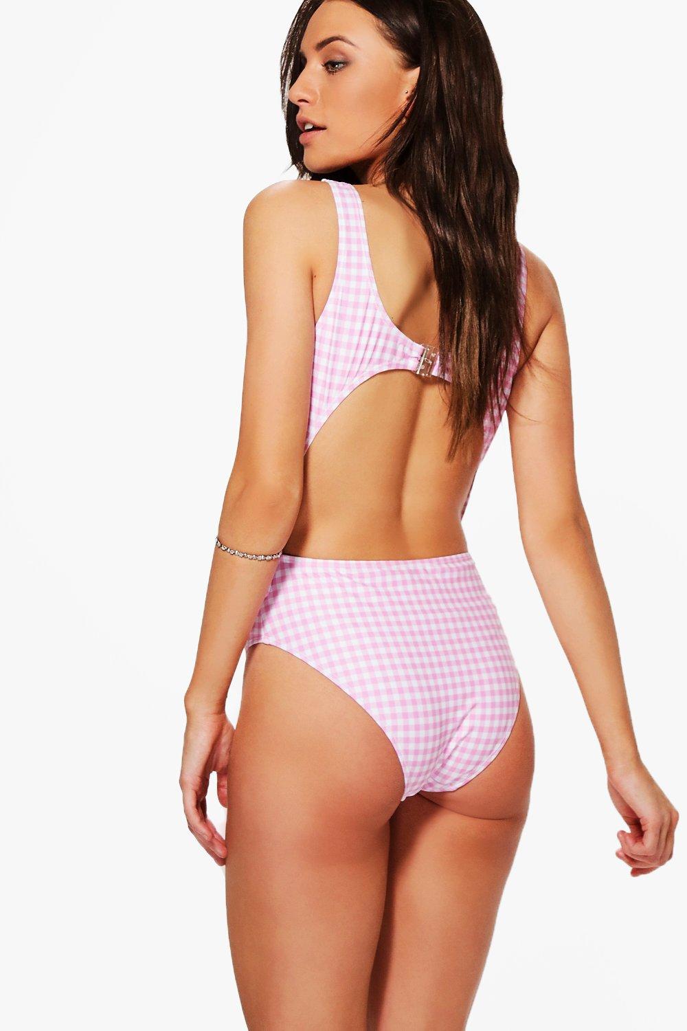 gingham cut out swimsuit