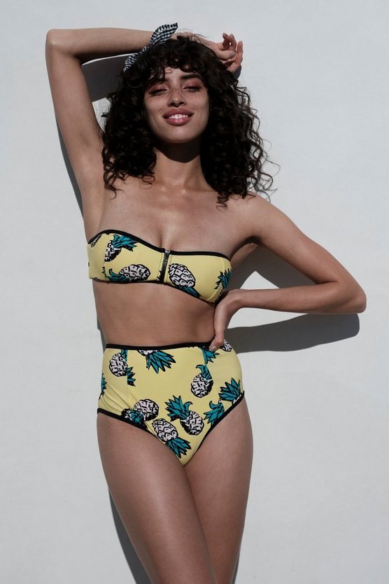 Paphos Pineapple Zip Bandeau Bikini