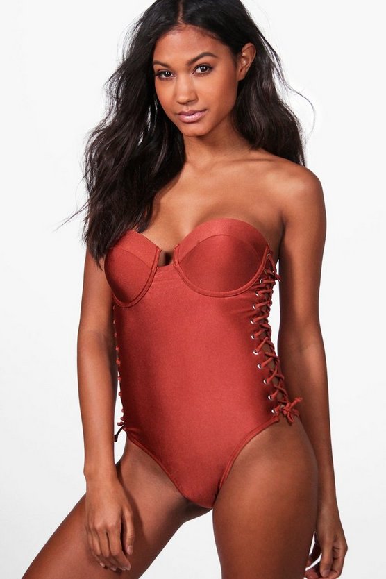 Adelaide Boutique Lace Up Underwired Swimsuit