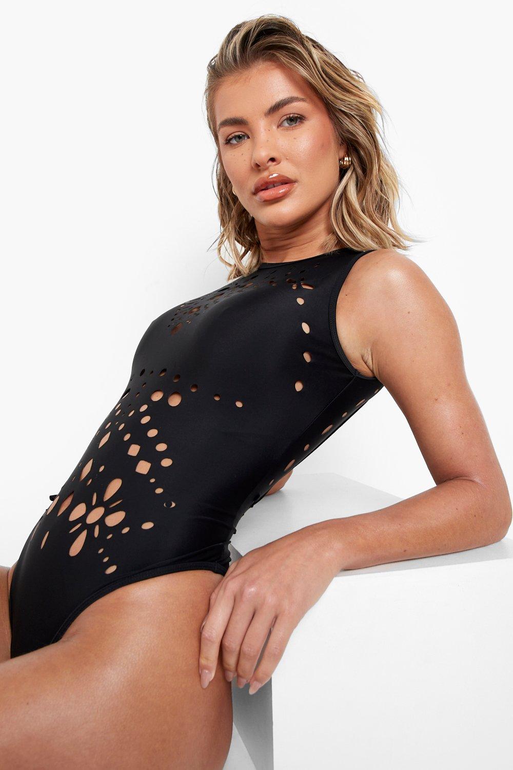 pink and orange one piece swimsuit