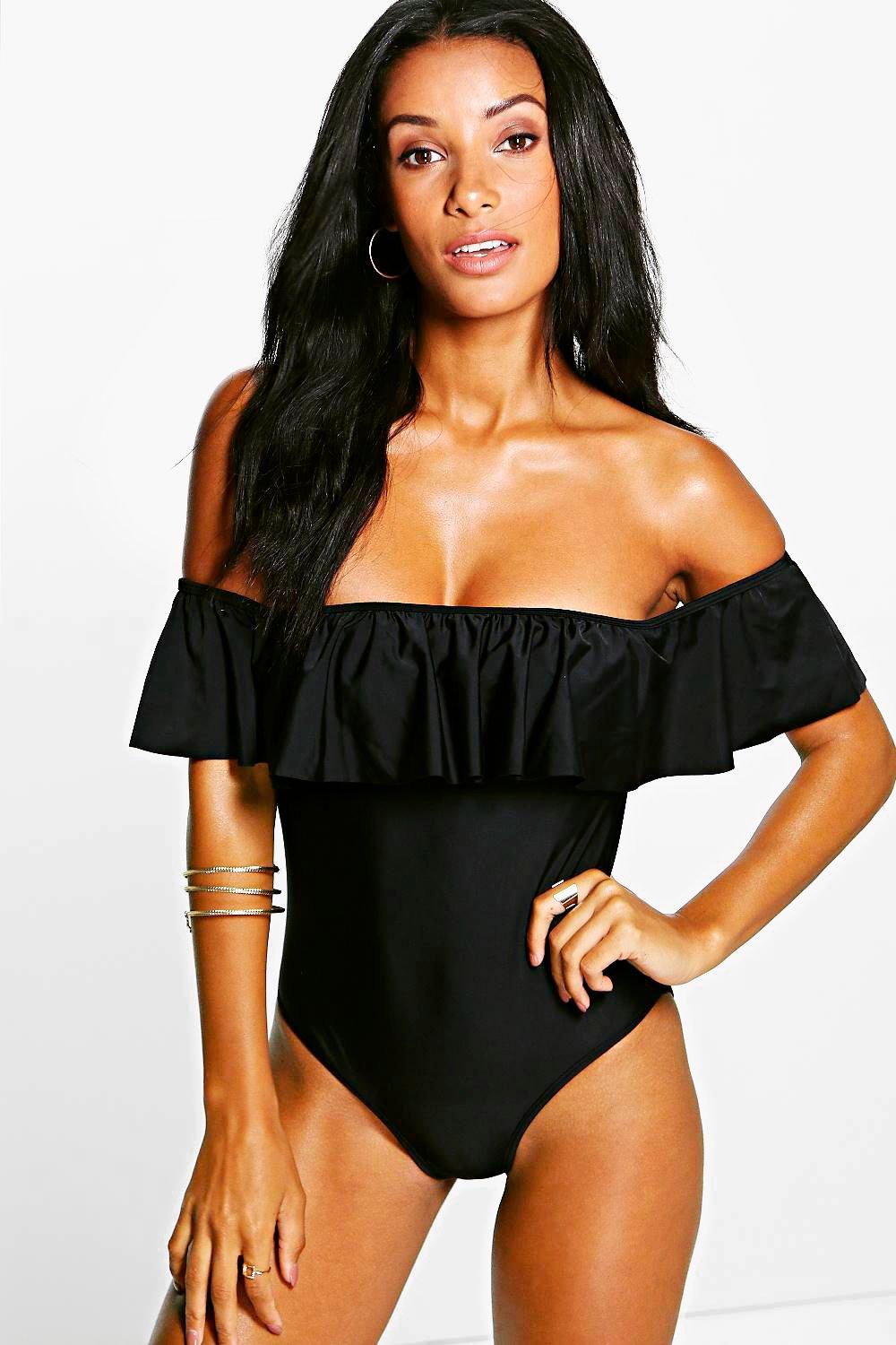 black frill swimming costume