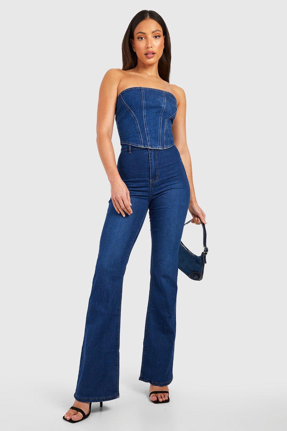 Image of Jeans a zampa Tall Basics Skinny Fit a vita alta, Blu Medio