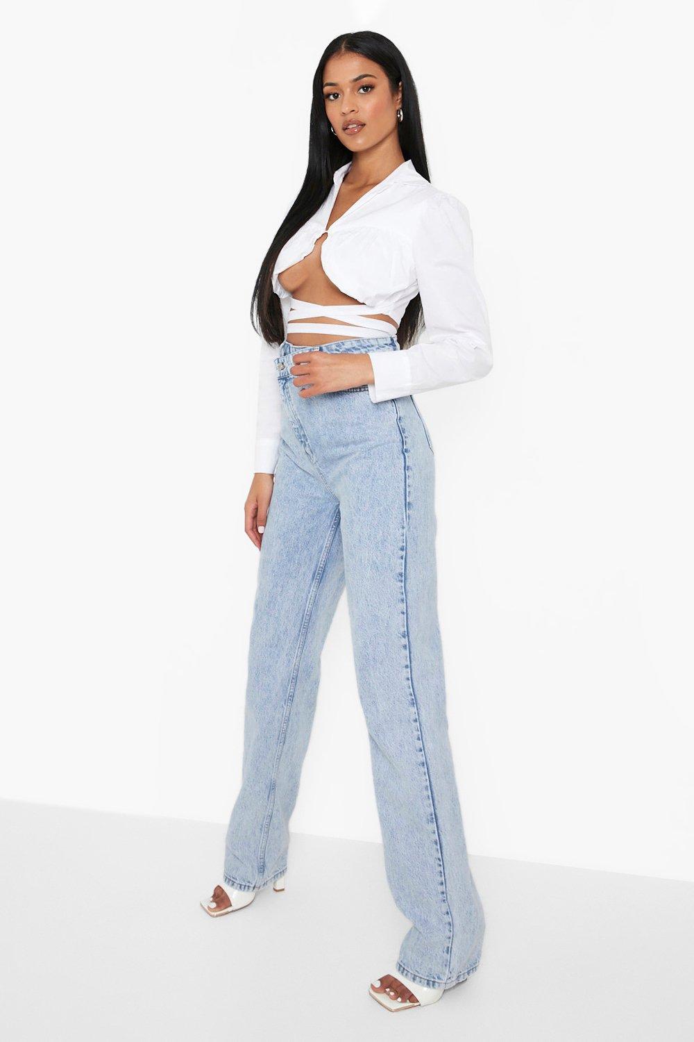 Boohoo Tall Asymmetrische Spijkerbroek Met Rechte Pijpen, Ice Blue