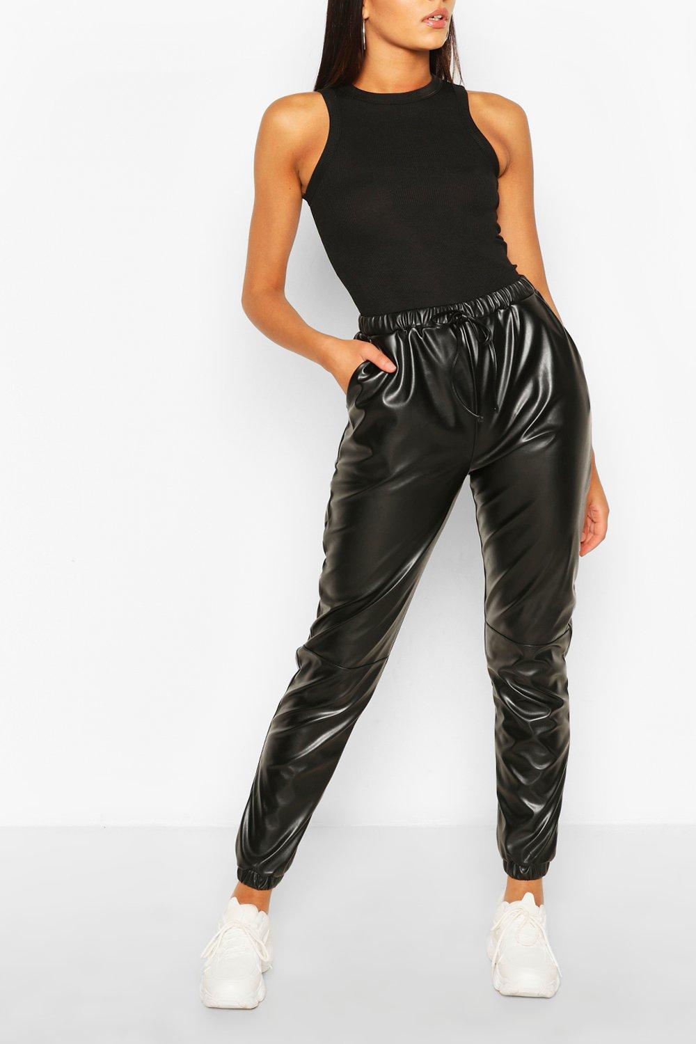 boohoo leather joggers