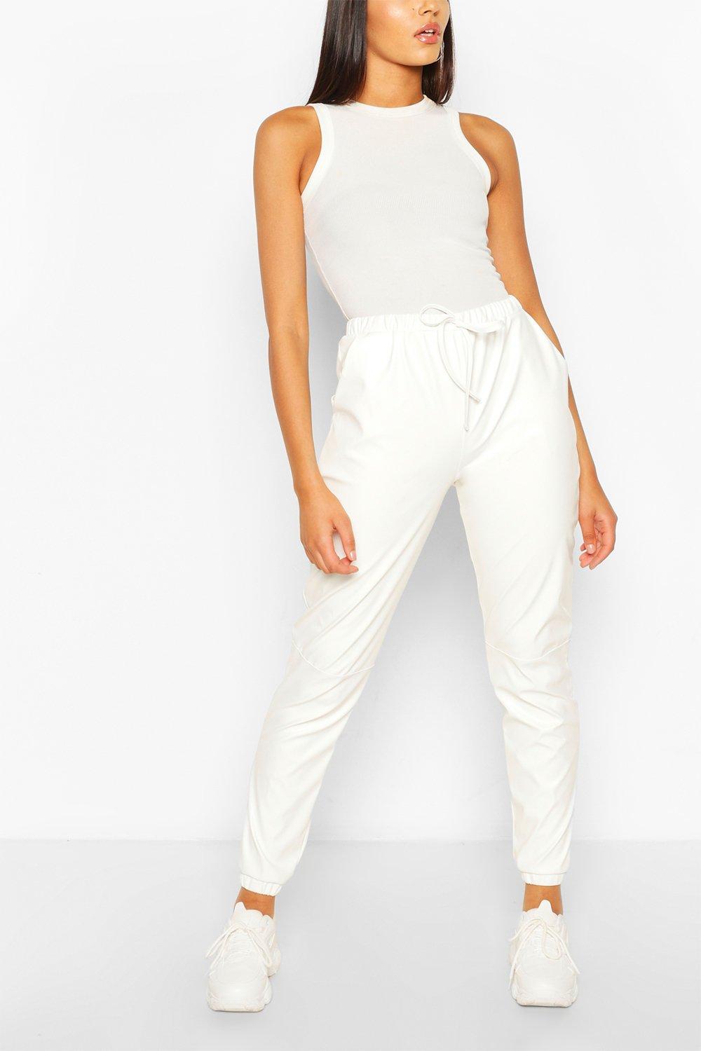 boohoo leather joggers