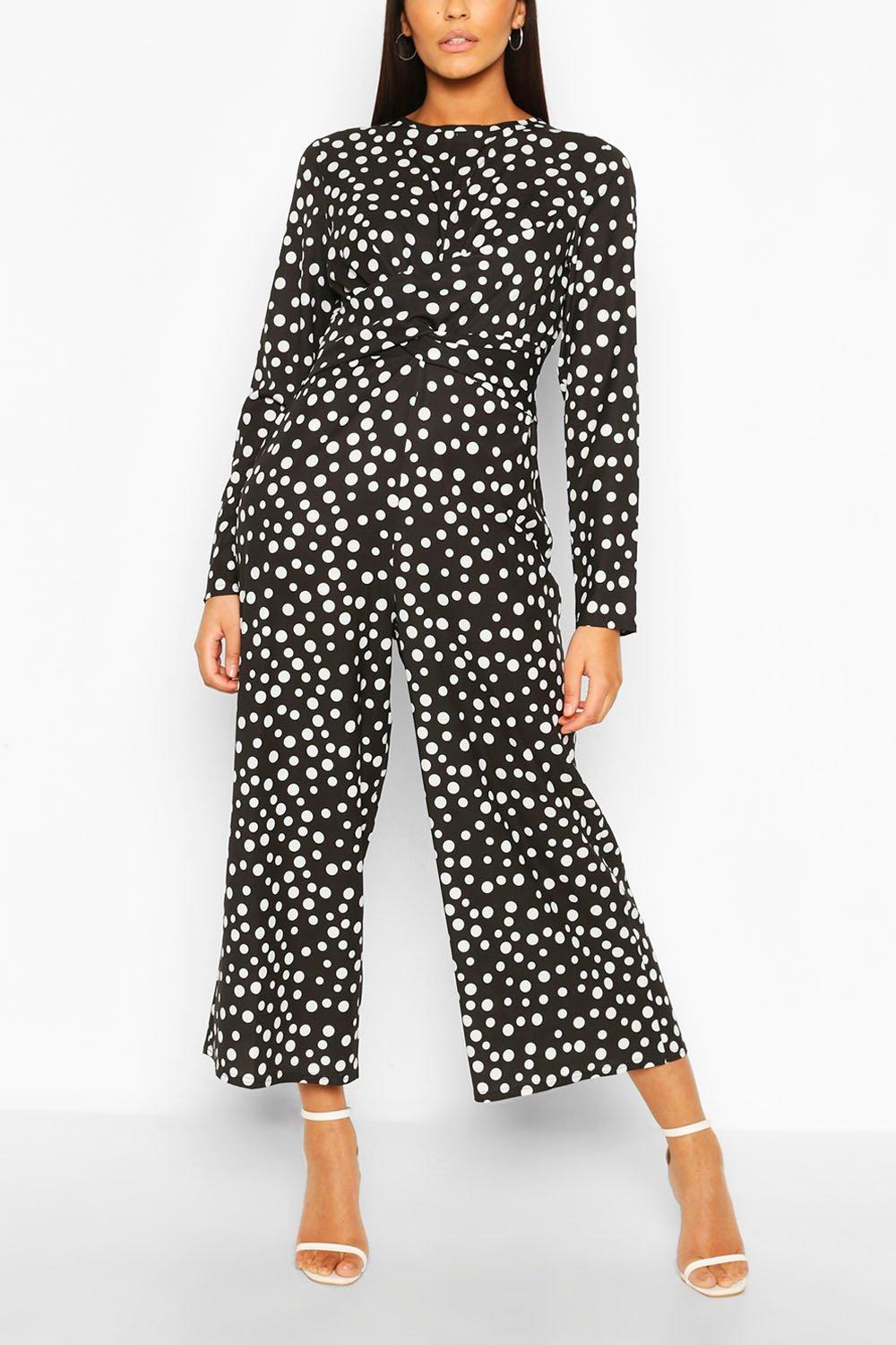 polka dot wrap jumpsuit