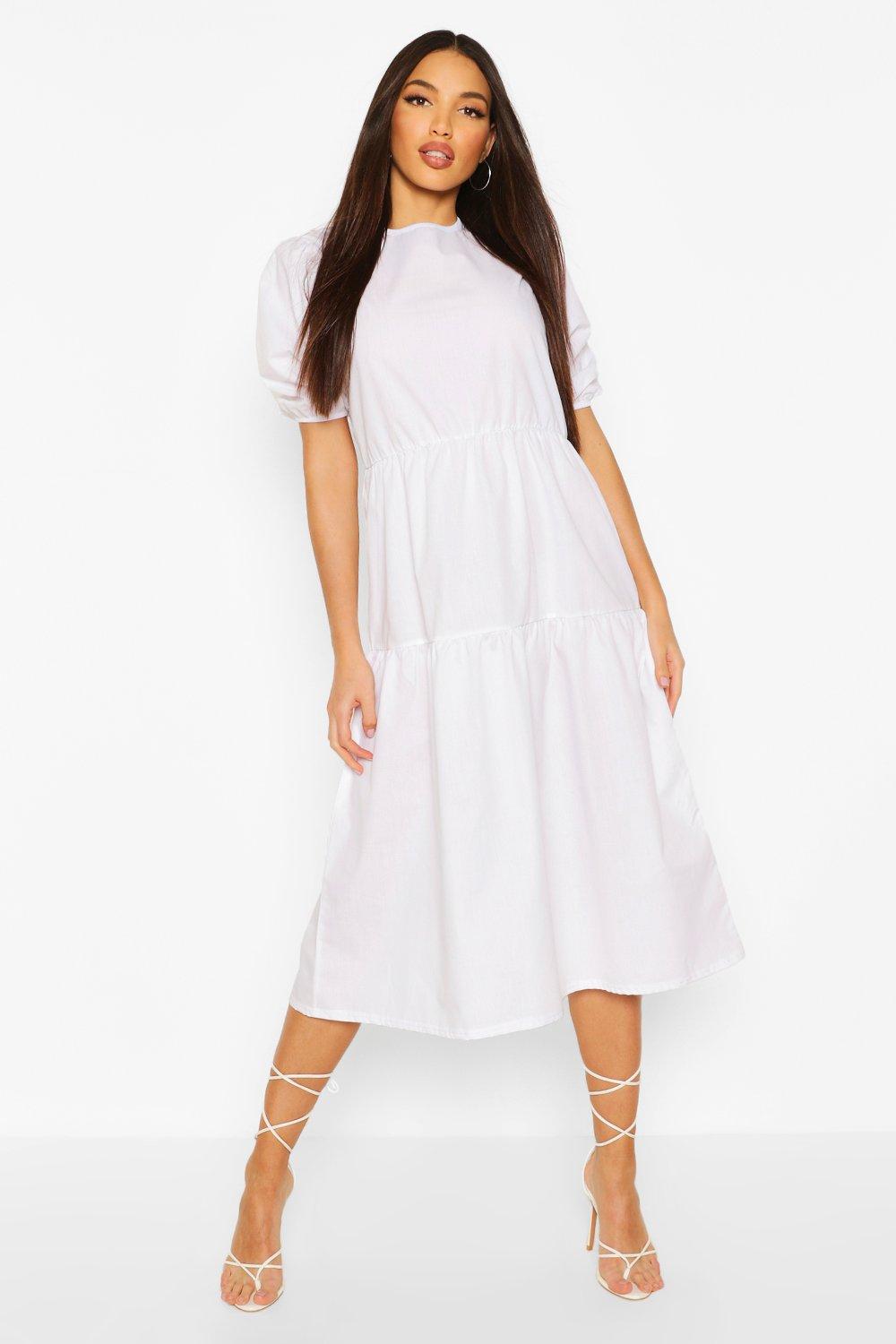 white midi smock dress