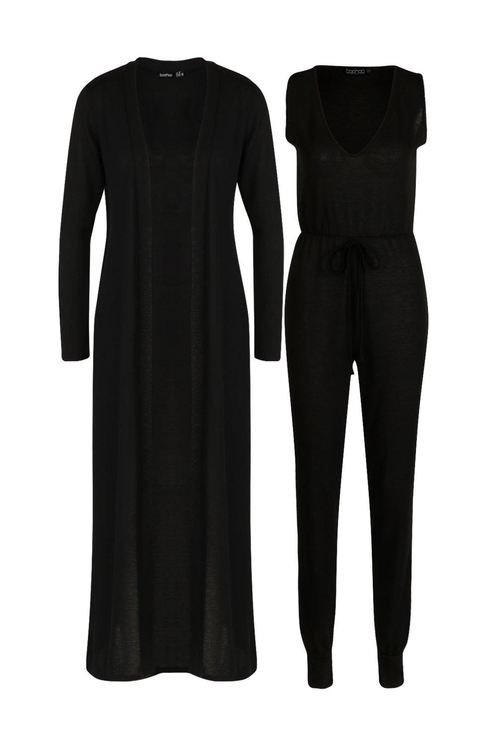 jumpsuit with cardigan