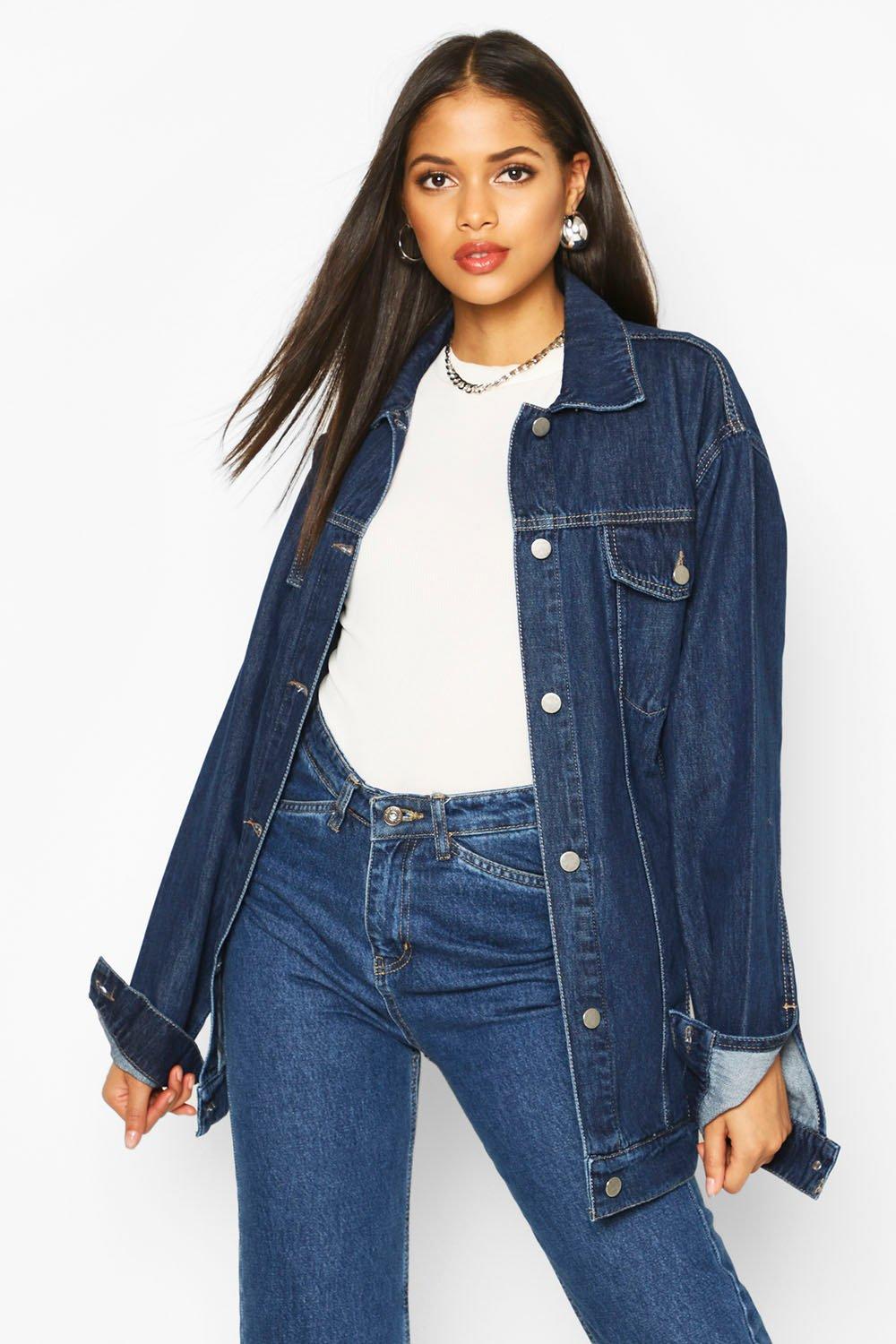 

Tall Oversized Denim Jacket, Dark blue