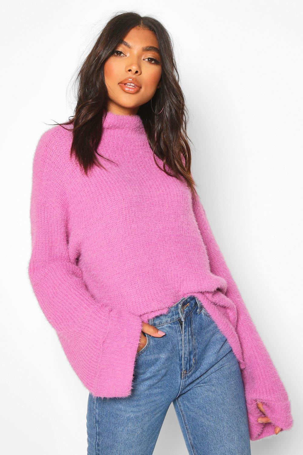 

Tall Fluffy High Neck Jumper, Lilac