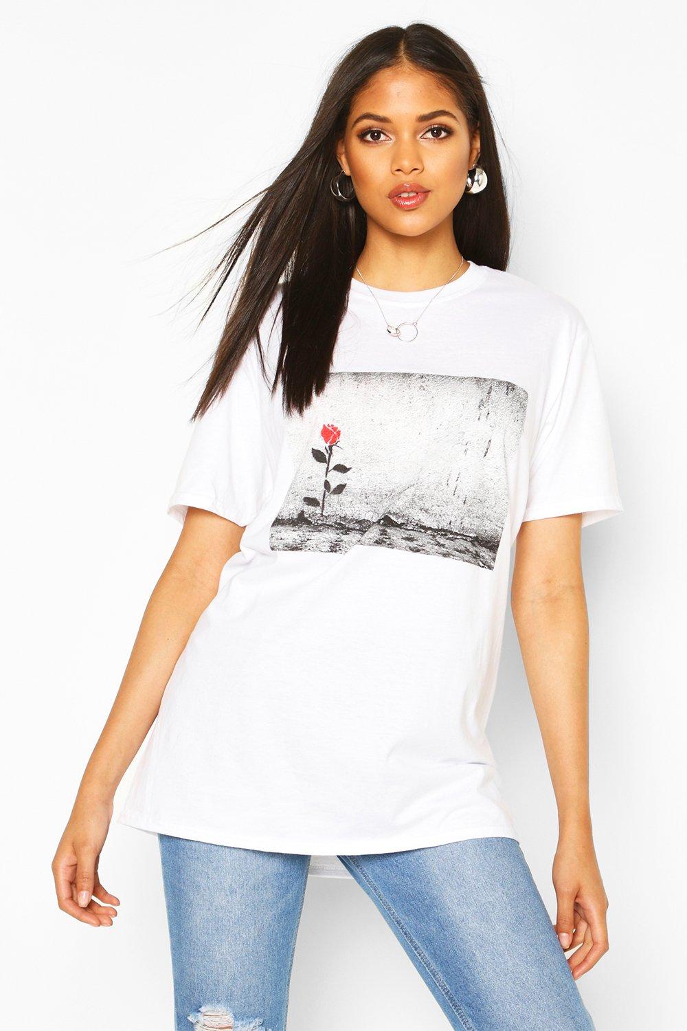 

Tall Rose Print T-Shirt, White