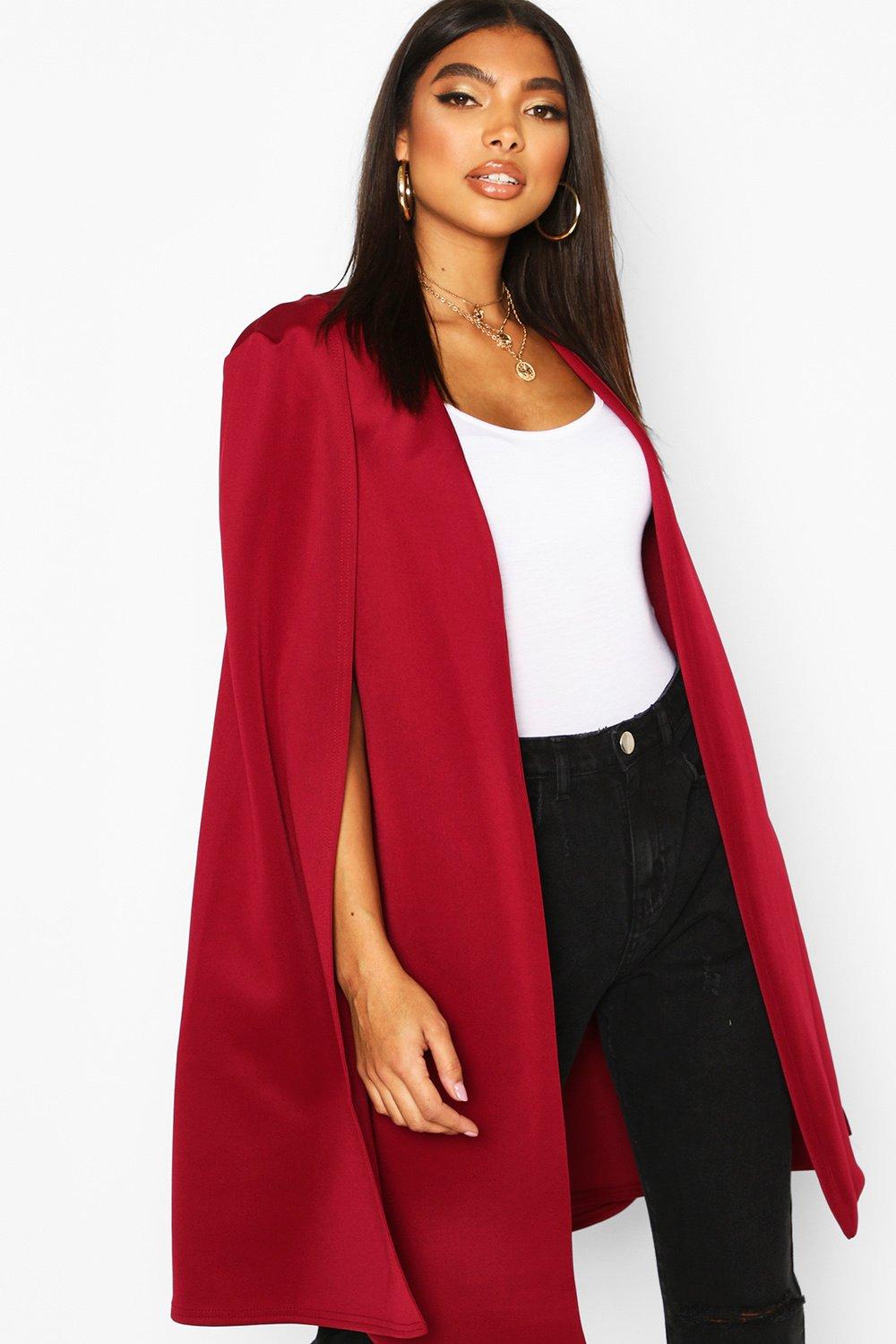 

Tall Longline Cape Blazer, Berry