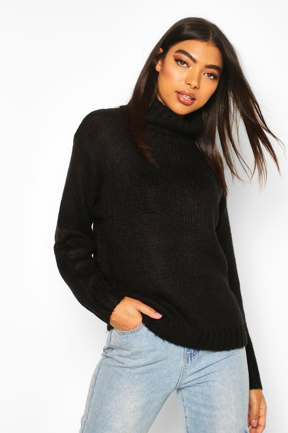 

Tall Loose Fit Roll Neck Jumper, Black