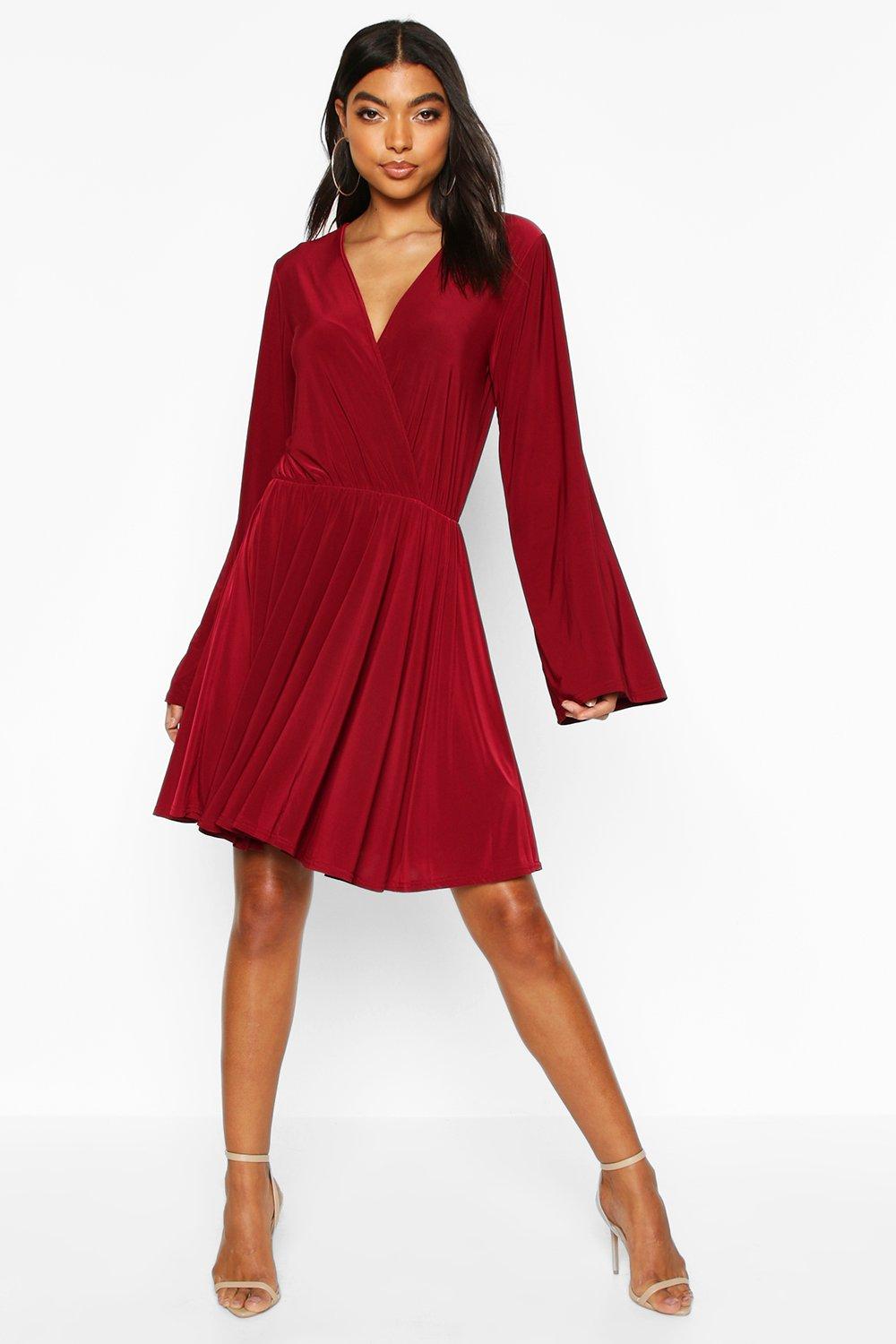 

Tall Slinky Kimono Sleeve Skater Dress, Berry