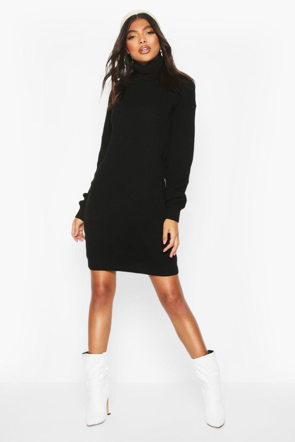 

Tall Roll Neck Jumper Dress, Black