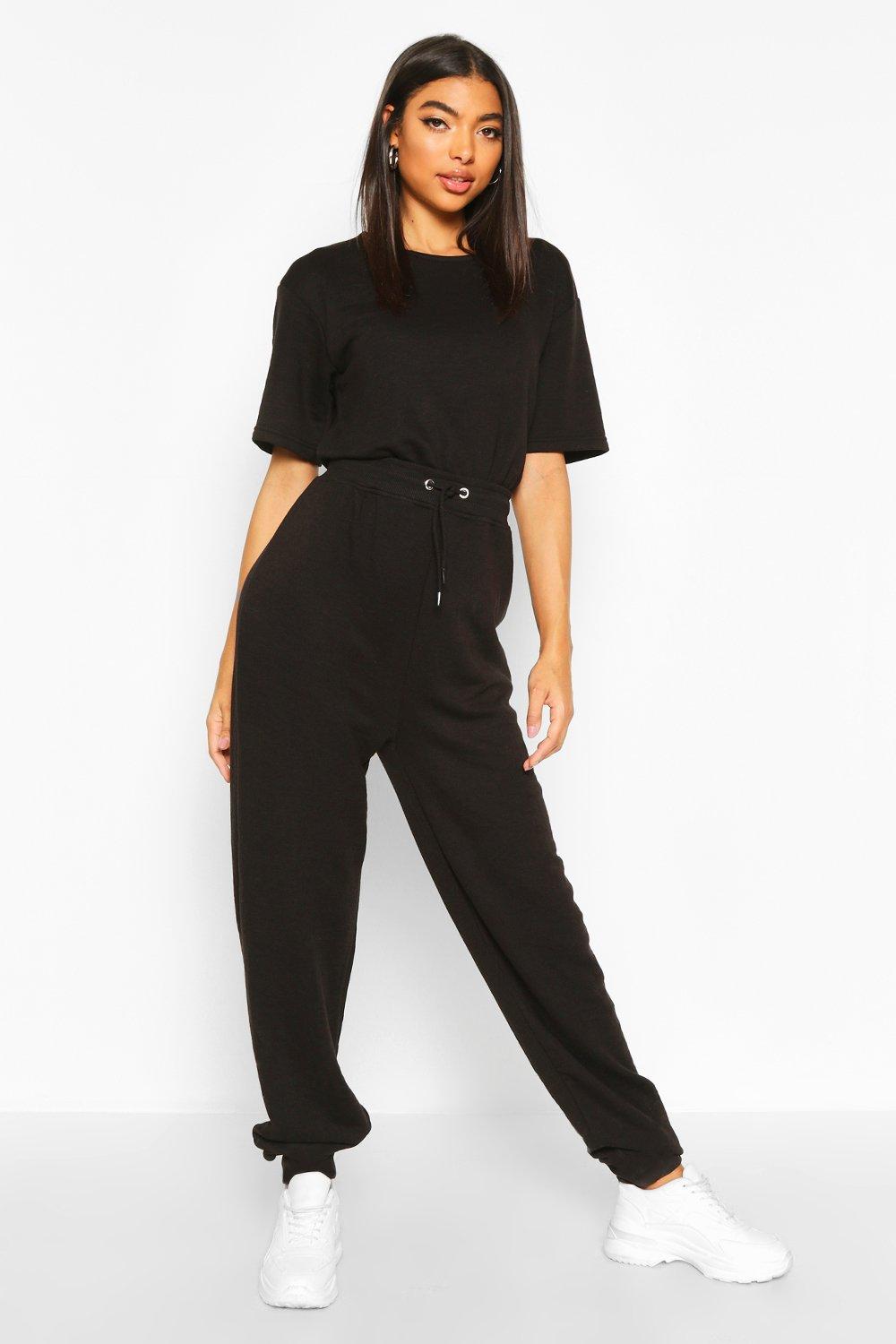 black sweat jumpsuit