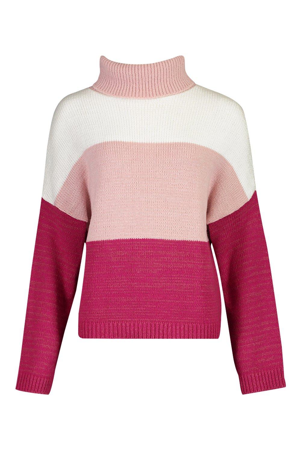 

Tall — Свитер водолазка в стиле колор-блок, Pink