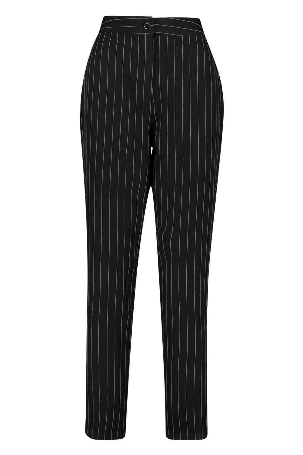 pinstripe tapered trousers