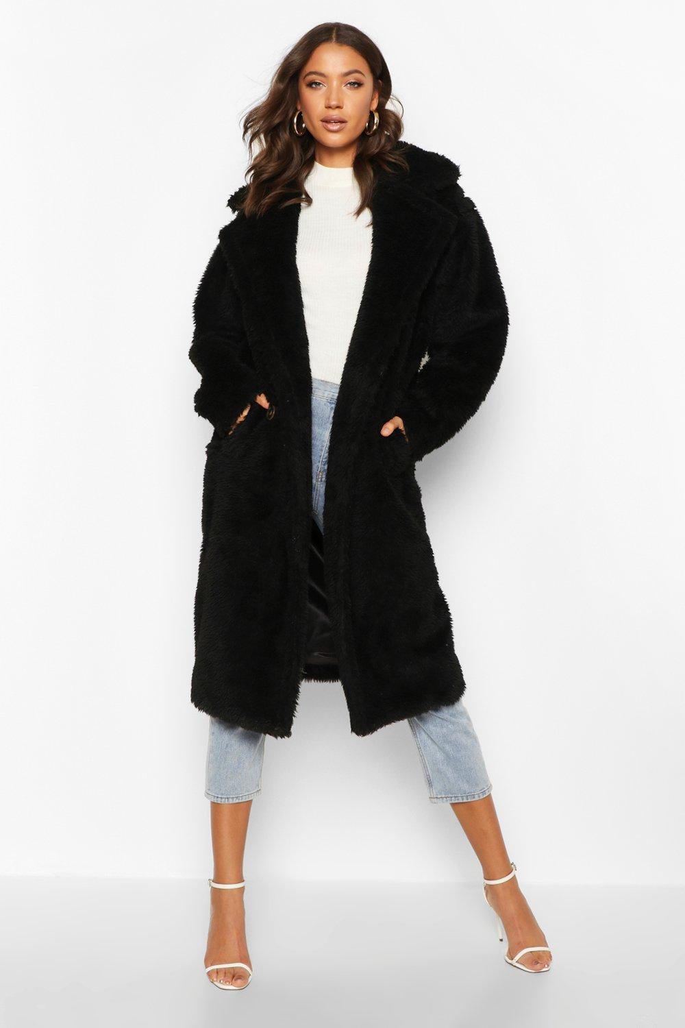 black long teddy coat