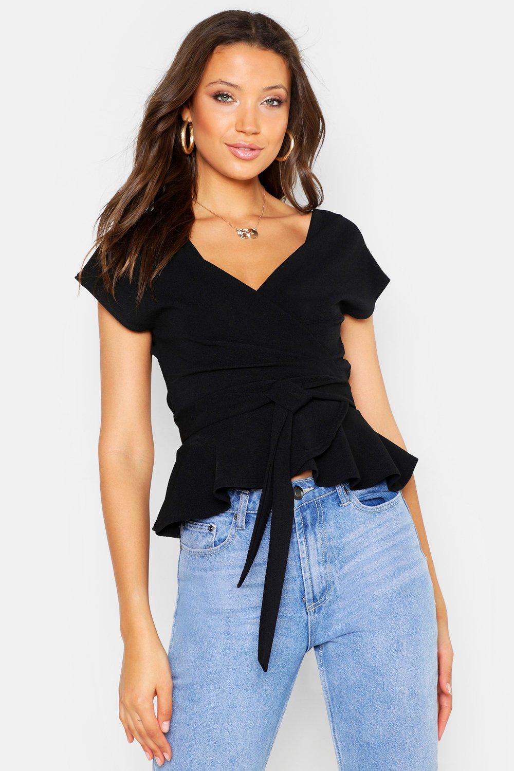 

Tall Off The Shoulder Sleeveless Blouse, Black