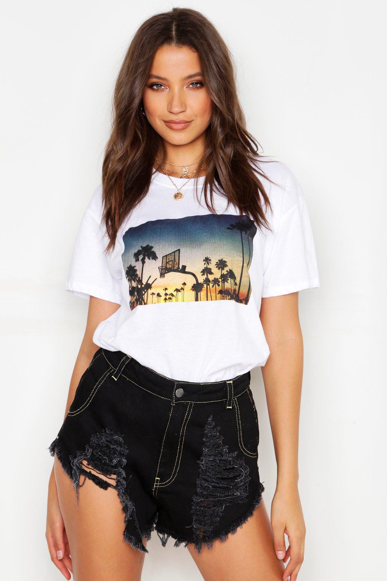 

Tall Photo Print Neon T-Shirt, White