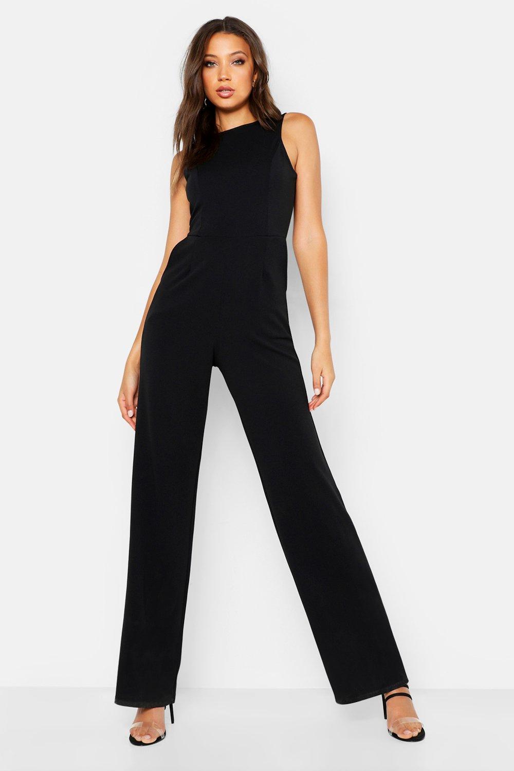 womens black wide leg jumpsuit