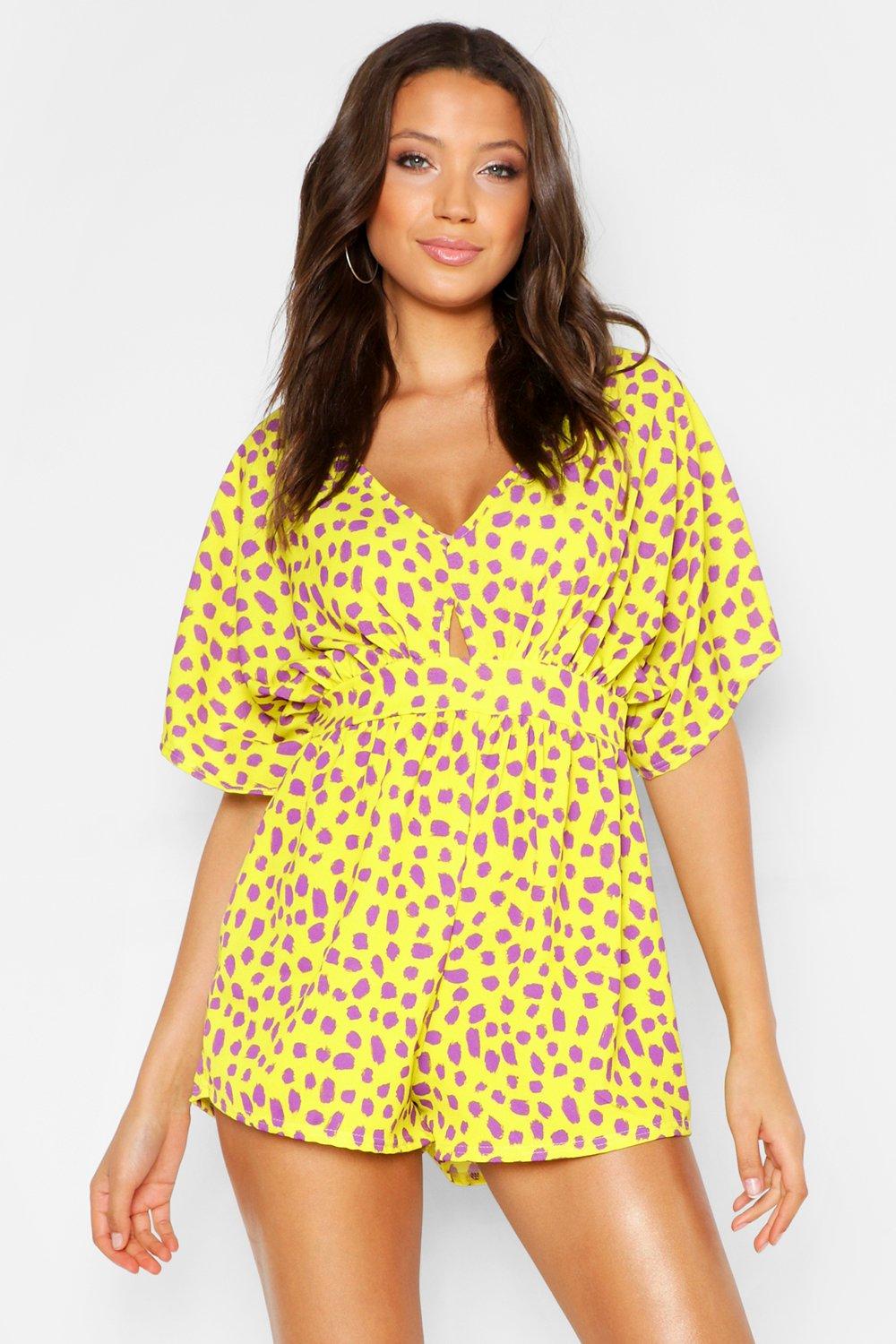 yellow leopard print playsuit