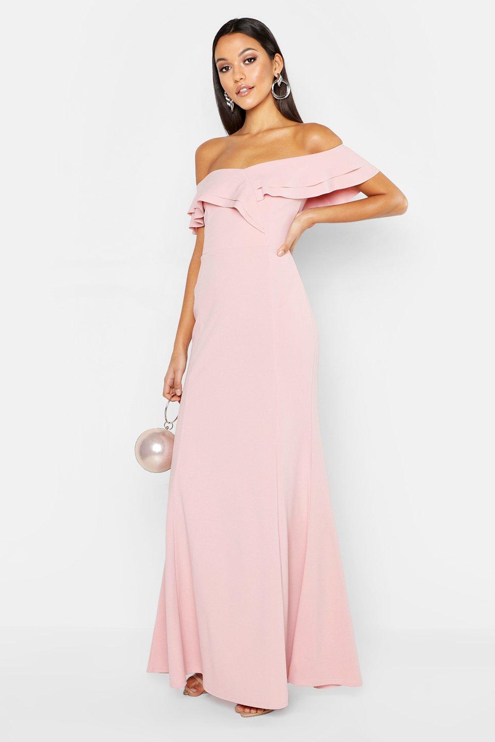 ruffle shoulder maxi dress