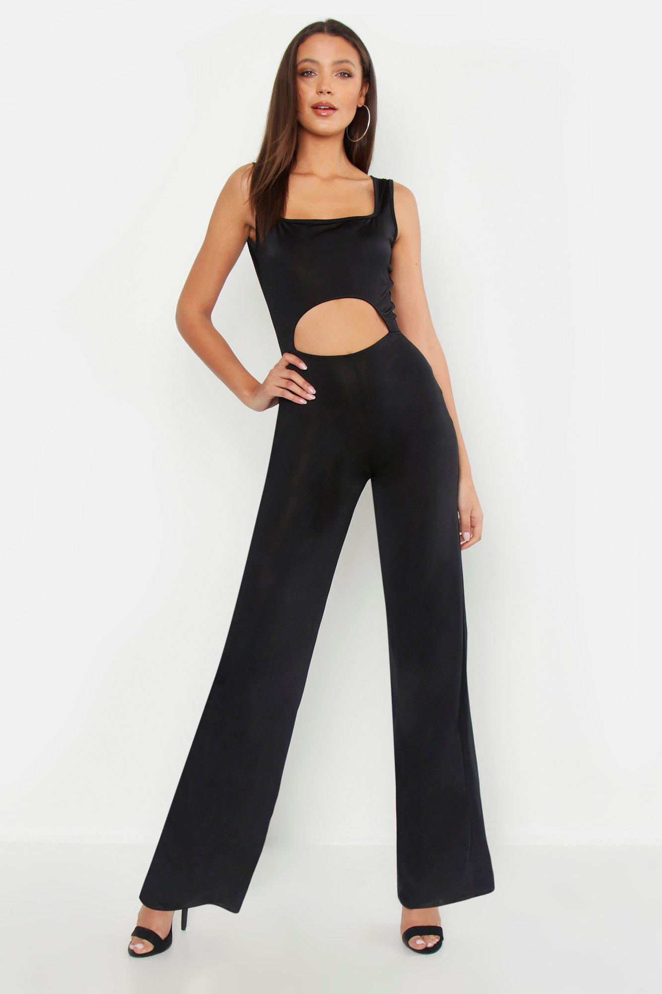 tall black wide leg jumpsuit