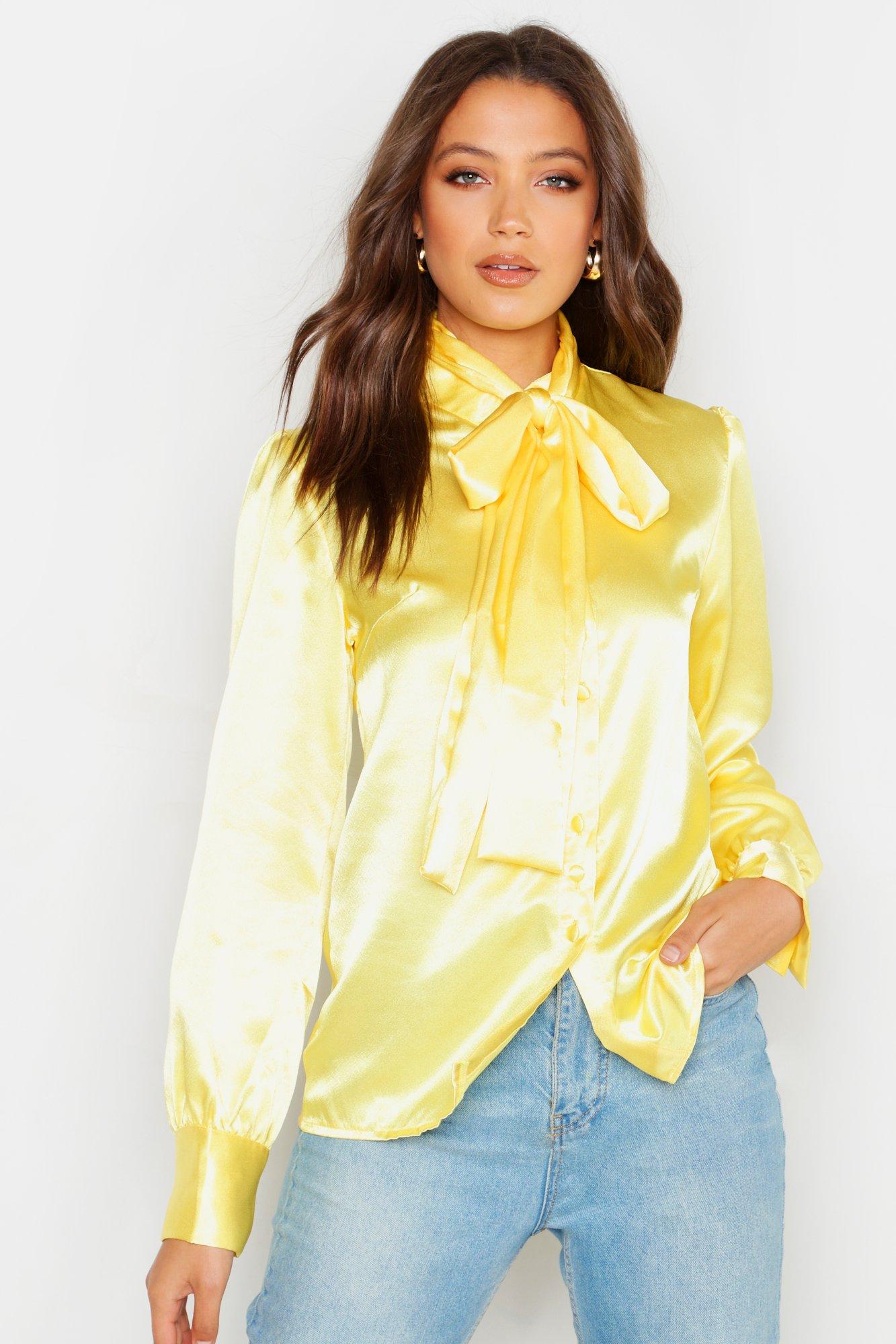 

Tall — Рубашка из атласа с завязками, Yellow