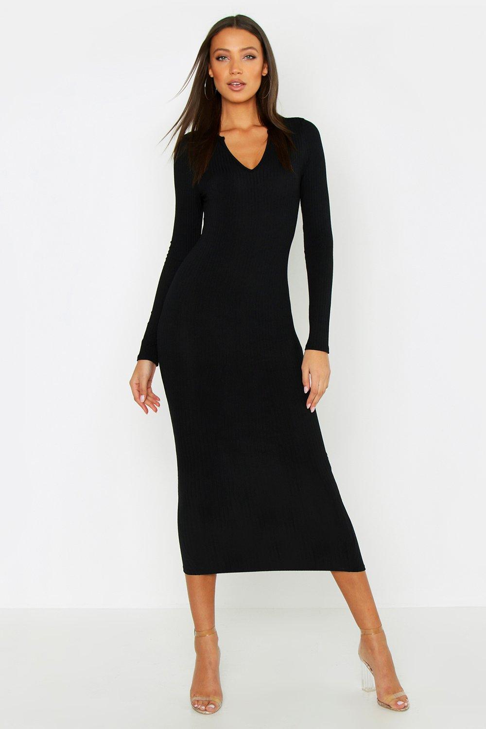 midaxi dress black