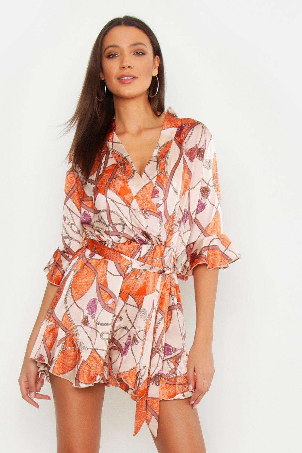 orange print playsuit