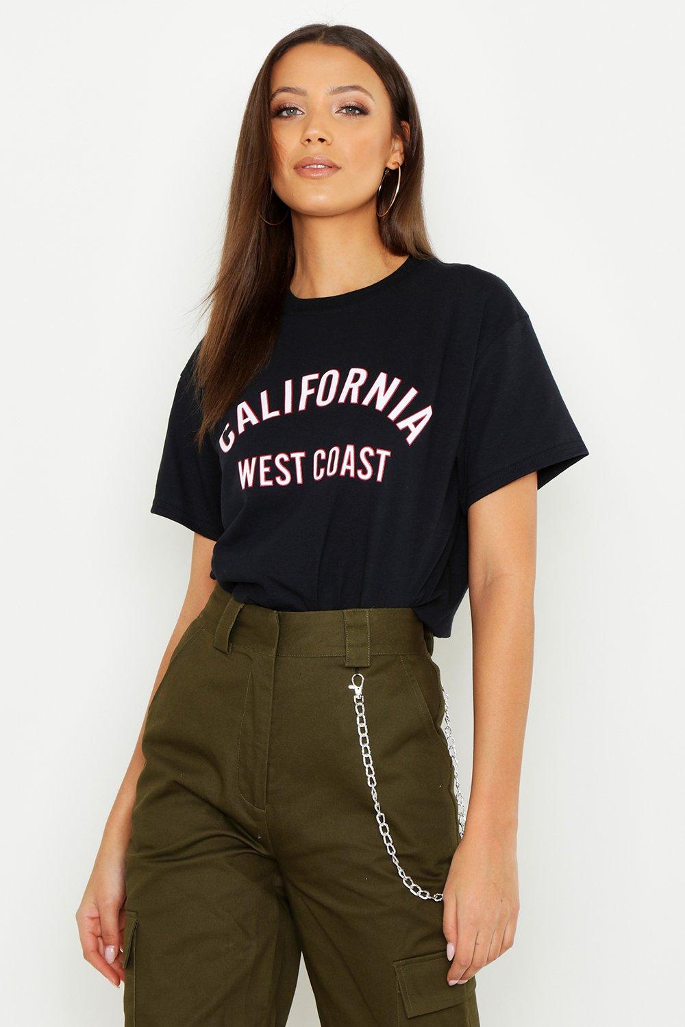 

Tall California West Coast Slogan T Shirt, Black