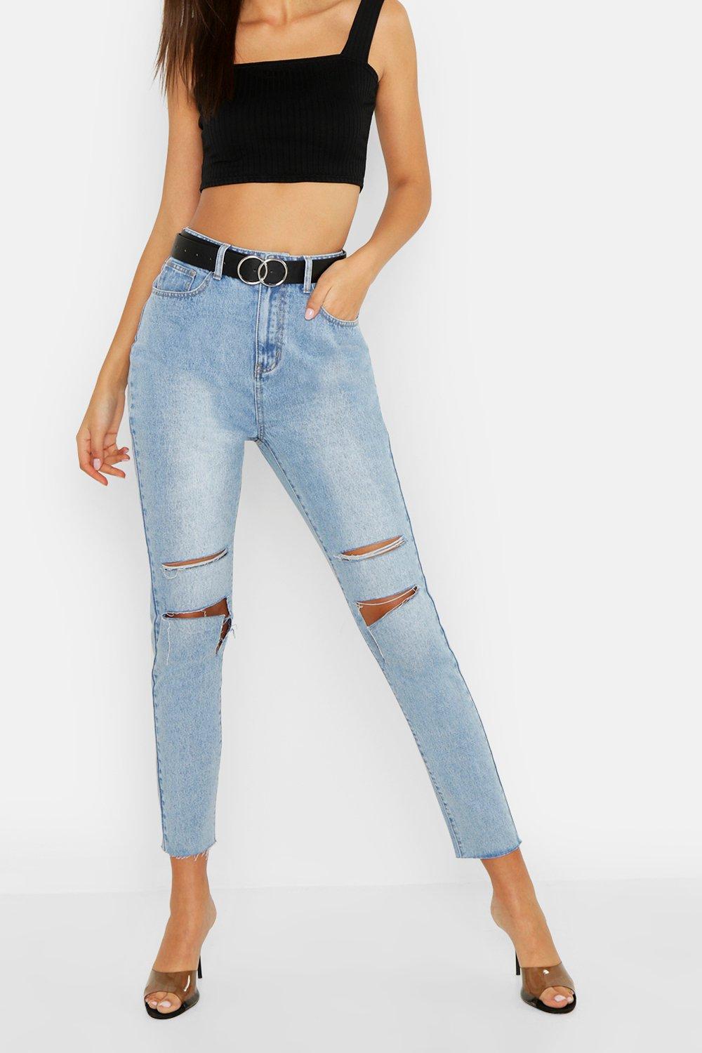 light wash ripped boyfriend jeans