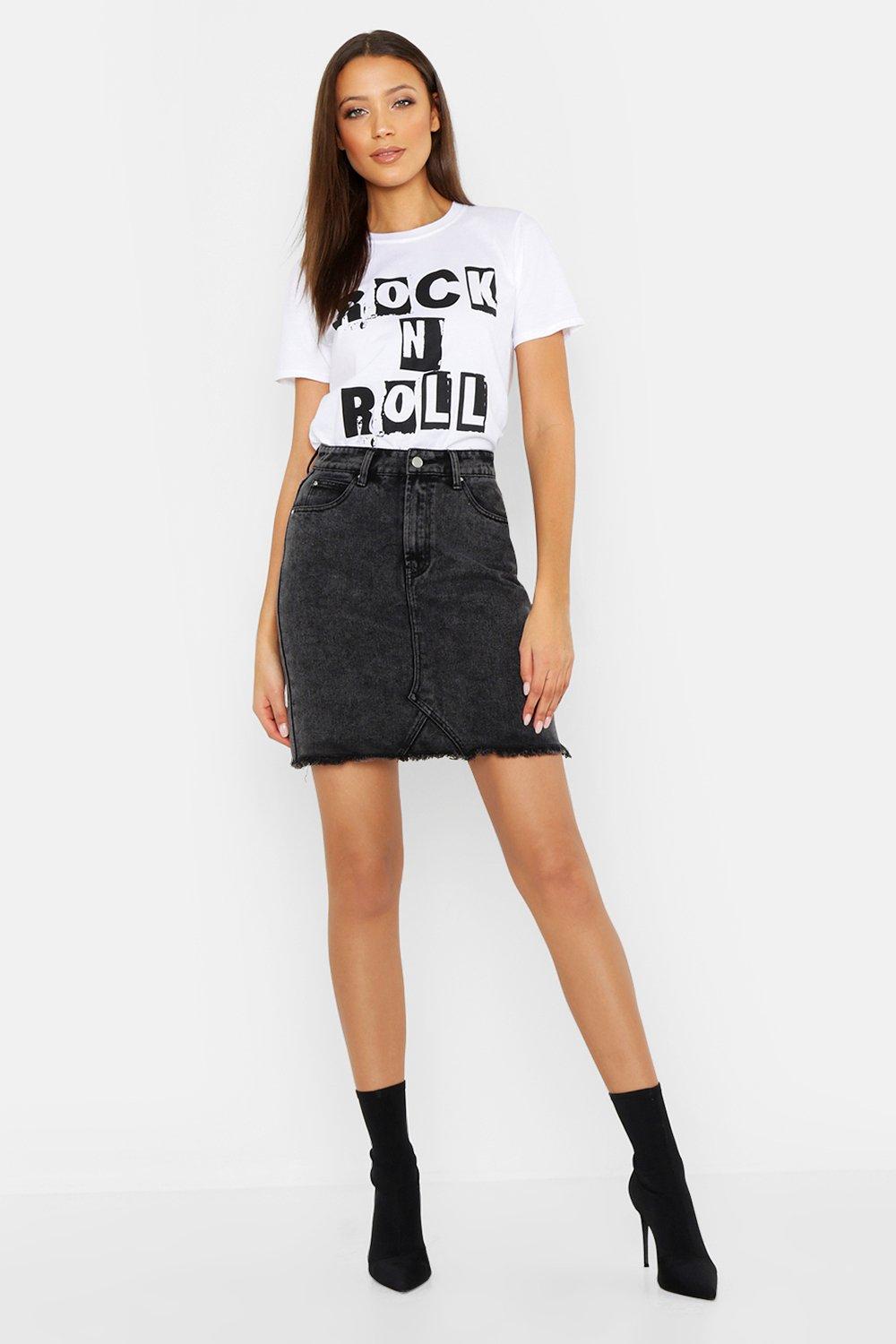 black acid wash skirt