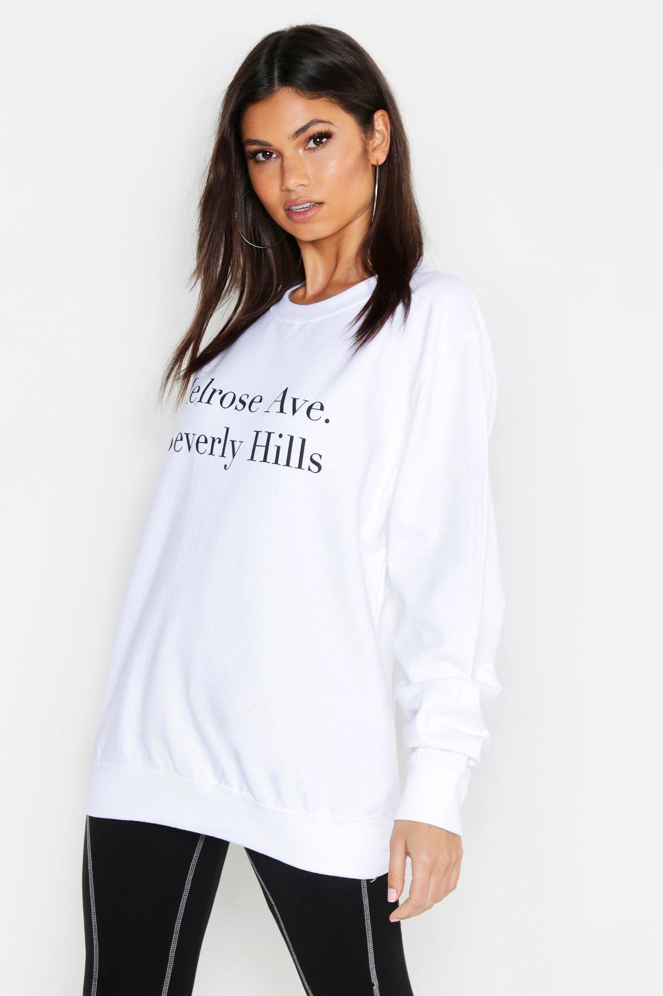 

Из коллекции <Tall> Толстовка со слоганом Melrose Beverley Hills, White