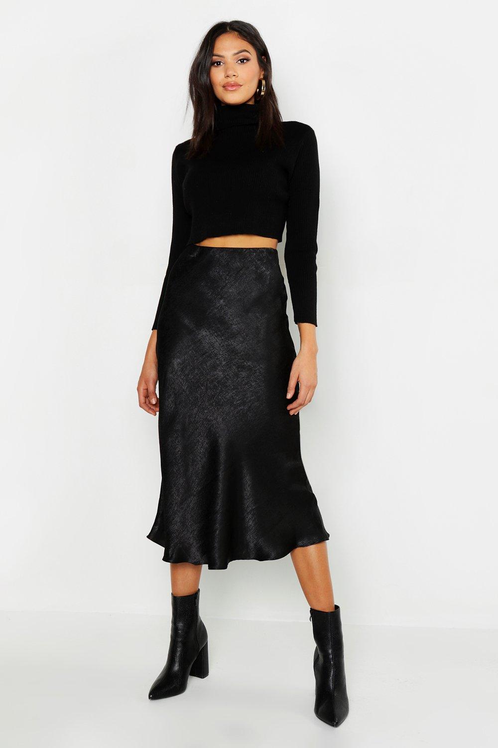 Tall Bias Cut Satin Wrap Midi Skirt | Boohoo