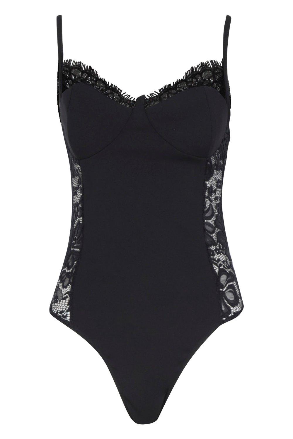 

Tall - Боди с кружевной отделкой, Black
