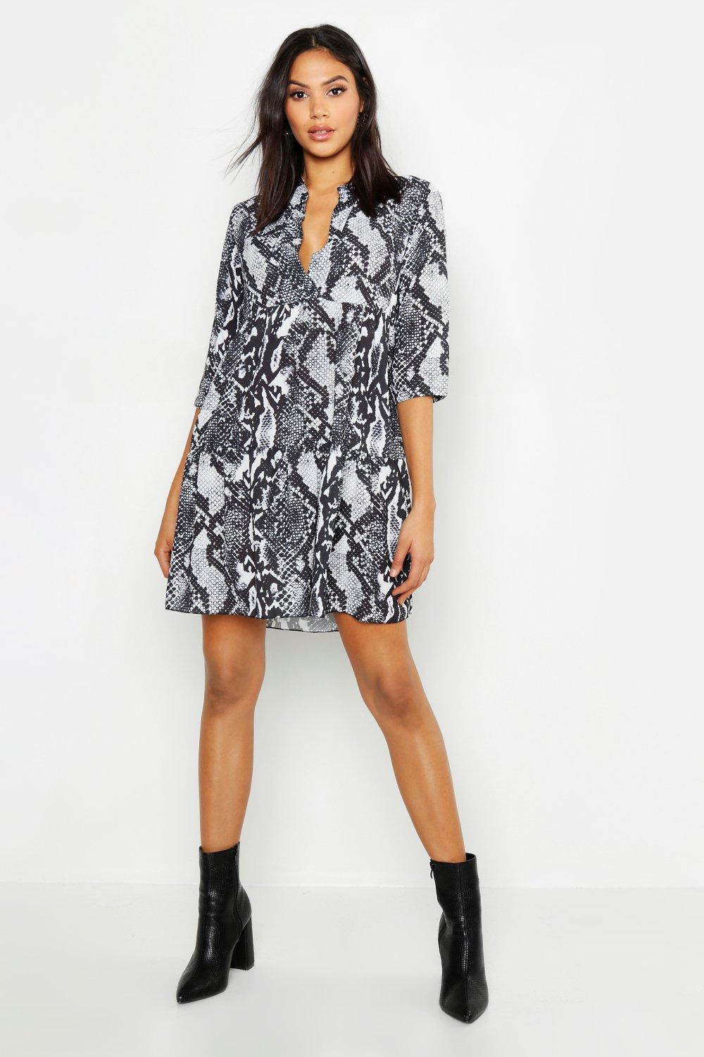 Tall Snake Print Smock Dress | boohoo