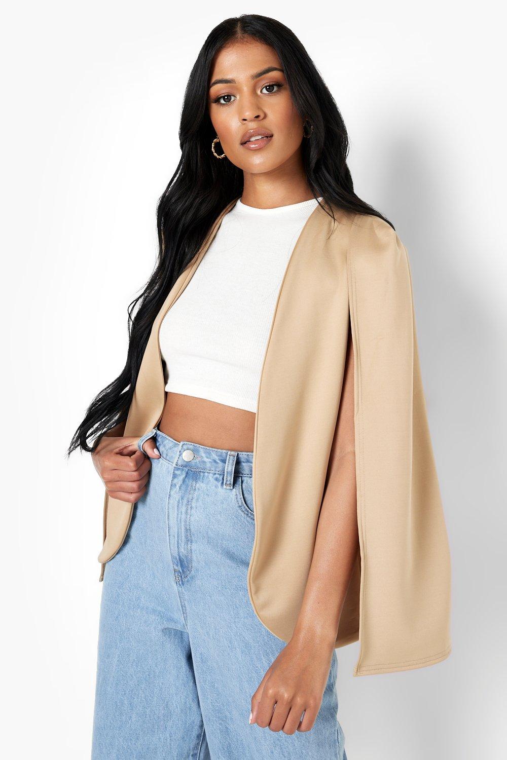 Image of Blazer Tall in crepe, Beige
