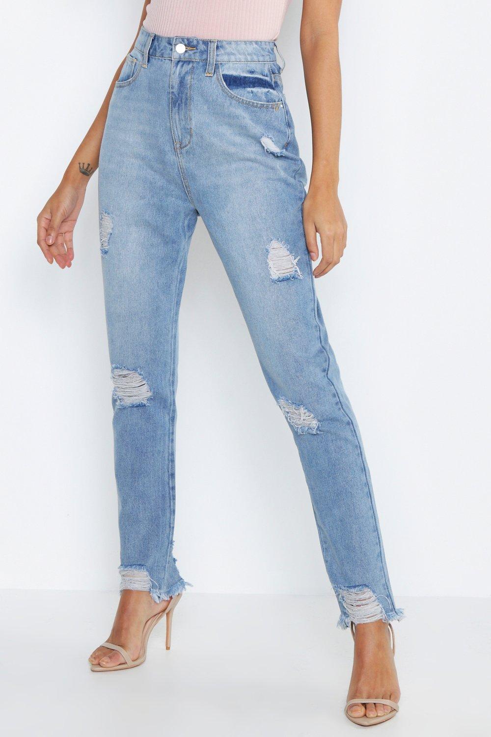 distressed straight leg jeans