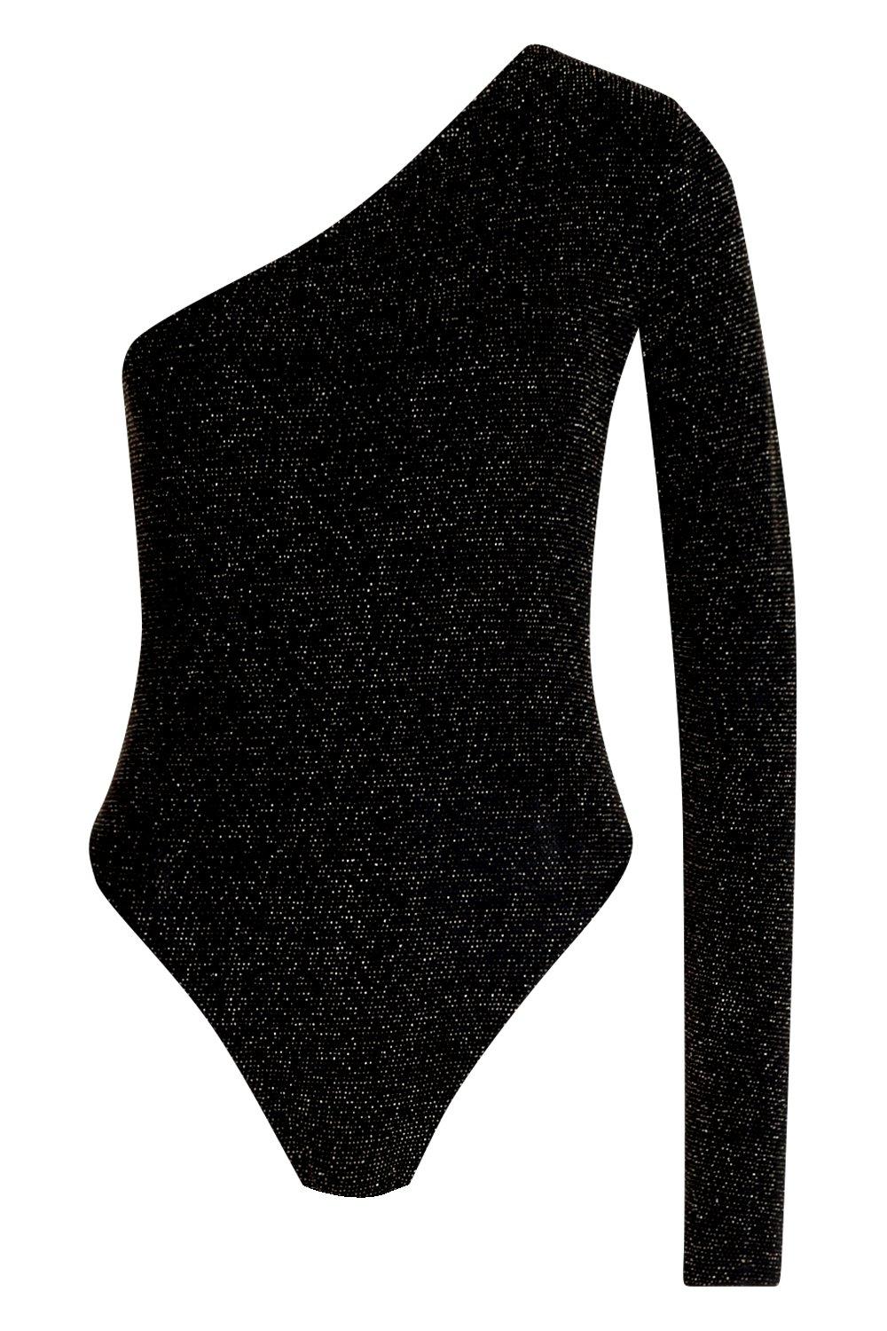 

Tall — Боди с блестками и открытым плечом, Black