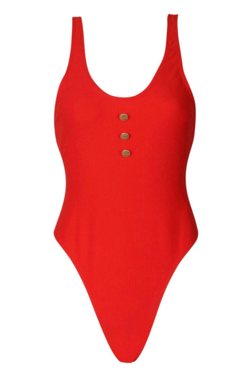 

Tall Rib & Detail Plunge Swimsuit, Rust