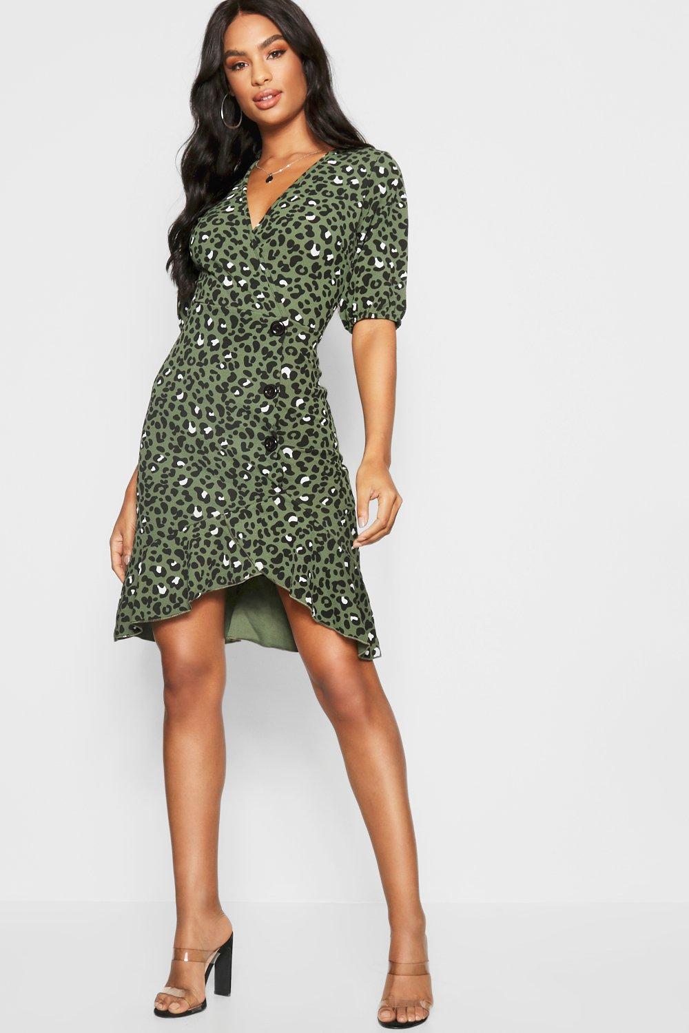 button wrap dress