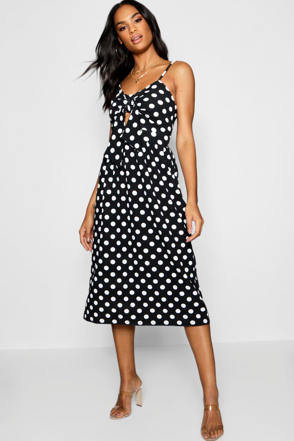 boohoo polka dot midi dress