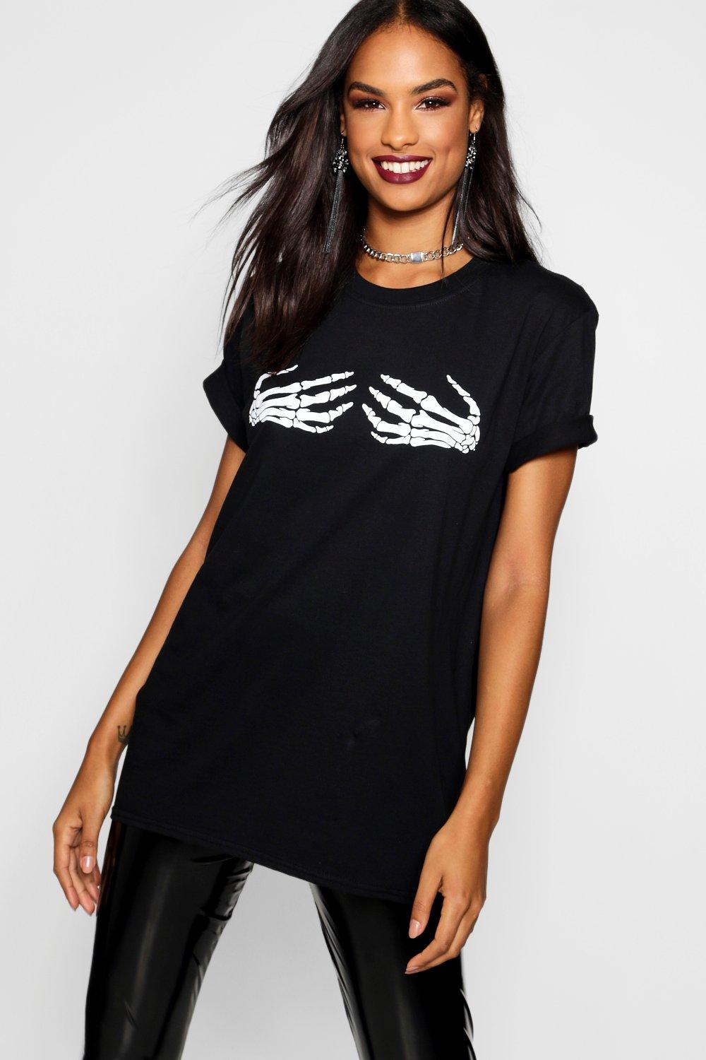 

Tall Skeleton Hands Halloween T-shirt, Black