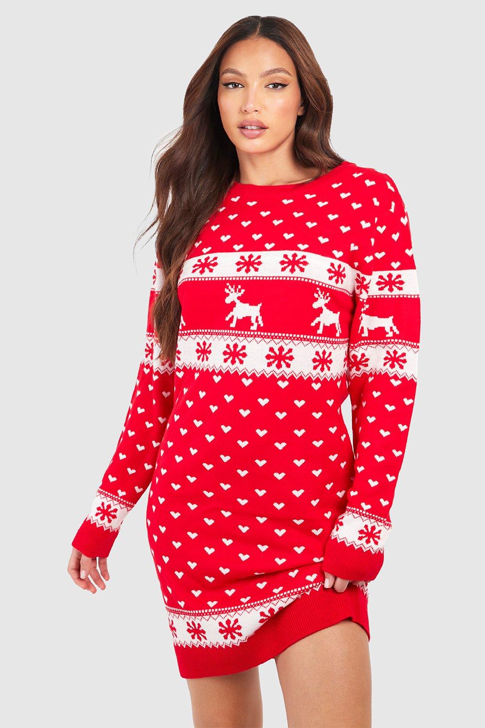 Tall Reindeers & Snowman Christmas Jumper Dress | Boohoo