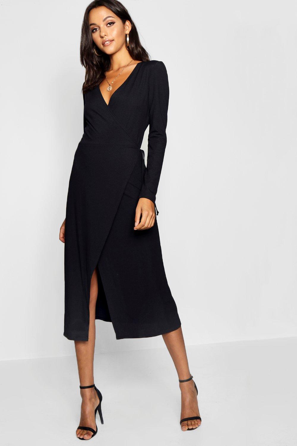 tall black wrap dress