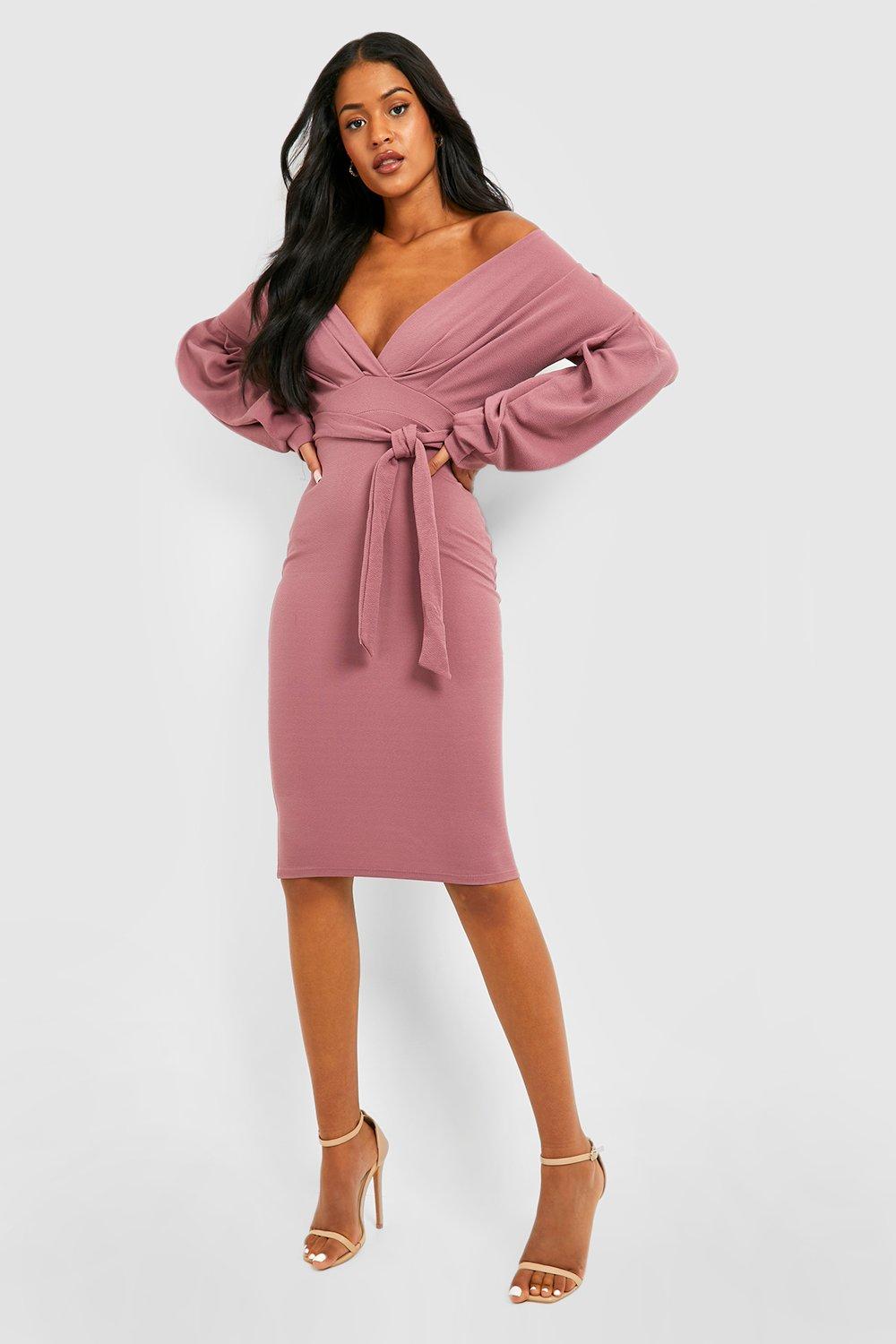 Wrap shoulder off dress the bodycon tall midi exercise for girls